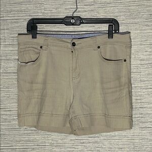 Y2K Bill Blass Beige Pinstripe Flat-Front Shorts Classic Style (120)